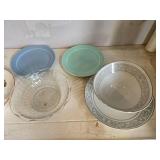 Collection of Assorted Decorative and Plain Plates with Bowls