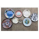 Collection of Assorted Decorative and Plain Plates with Bowls