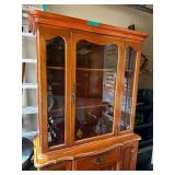 Vintage Wooden China Cabinet with Glass Doors