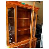Vintage Wooden China Cabinet with Glass Doors