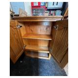 Oak Wall Cabinet with Shelves and Double Doors