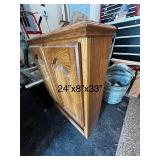 Oak Wall Cabinet with Shelves and Double Doors