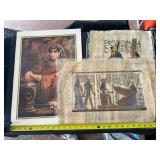 Collection of Egyptian Papyrus Paintings and Portrait Artwork