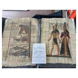 Collection of Egyptian Papyrus Paintings and Portrait Artwork