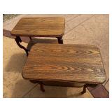 Pair of Vintage Wooden Side Tables with Shelves