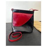 Black and Red Leather Crossbody Bag with Strap