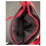 Black and Red Leather Crossbody Bag with Strap