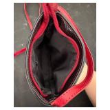 Black and Red Leather Crossbody Bag with Strap