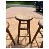 Set of 3 Wooden Bar Stools