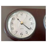 Vintage Wood Quartz Clock and Thermometer Combo