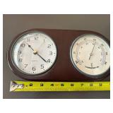 Vintage Wood Quartz Clock and Thermometer Combo
