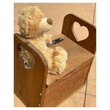 Vintage Wooden Toy Box with Teddy Bear