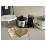 Kitchen Appliance Set with Glass Mixing Bowl, Slow Cooker, Coffee Grinder, Sunbeam Crock and Cookie Mold