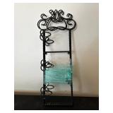 Wrought Iron Wine Rack Holder with Ornate Design