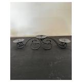 Set of 5 Red Glass Candle Holders with Iron Rack