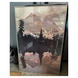 Framed Nature Landscape Photograph of Snow-Capped Mountains