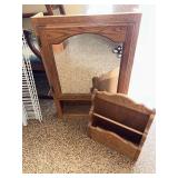 Oak Bathroom Wall Cabinet with Mirror and Towel Rack