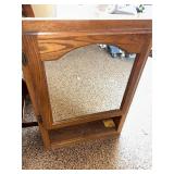 Oak Bathroom Wall Cabinet with Mirror and Towel Rack