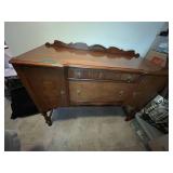 Vintage Wooden Buffet Sideboard with Brass Handles