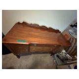 Vintage Wooden Buffet Sideboard with Brass Handles