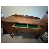 Vintage Wooden Buffet Sideboard with Brass Handles