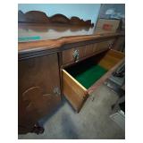 Vintage Wooden Buffet Sideboard with Brass Handles