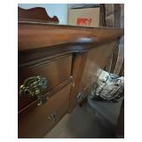 Vintage Wooden Buffet Sideboard with Brass Handles