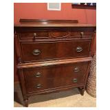 Antique Mahogany Three-Drawer Dresser with Brass Handles