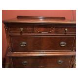 Antique Mahogany Three-Drawer Dresser with Brass Handles