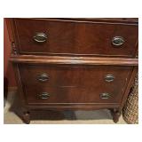 Antique Mahogany Three-Drawer Dresser with Brass Handles
