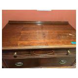 Antique Mahogany Three-Drawer Dresser with Brass Handles