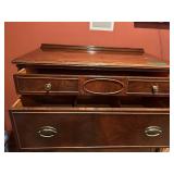 Antique Mahogany Three-Drawer Dresser with Brass Handles