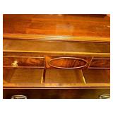 Antique Mahogany Three-Drawer Dresser with Brass Handles