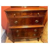 Antique Mahogany Three-Drawer Dresser with Brass Handles