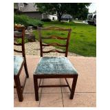 Solid Antique Mahogany Double Pedestal Dining table with Three Leaves and a Set of 6 Vintage Dining Table with 6 Ladder Back Dining Chairs, 5 Side Chairs and 1 Armchair