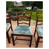 Solid Antique Mahogany Double Pedestal Dining table with Three Leaves and a Set of 6 Vintage Dining Table with 6 Ladder Back Dining Chairs, 5 Side Chairs and 1 Armchair