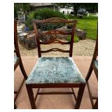 Solid Antique Mahogany Double Pedestal Dining table with Three Leaves and a Set of 6 Vintage Dining Table with 6 Ladder Back Dining Chairs, 5 Side Chairs and 1 Armchair