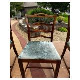 Solid Antique Mahogany Double Pedestal Dining table with Three Leaves and a Set of 6 Vintage Dining Table with 6 Ladder Back Dining Chairs, 5 Side Chairs and 1 Armchair