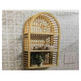 12" x 20" Wood and Rattan Wall Shelf Natural -Modern Vertical Geometric Decor,