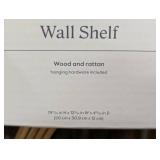 12" x 20" Wood and Rattan Wall Shelf Natural -Modern Vertical Geometric Decor,