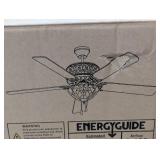 River of Goods 52" LED Glass Tiffany Style Stained Magna Carta Lighted Ceiling Fan: 5-Blade Chandelier Fan with Pull Chain