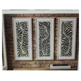 (Set of 3) 12"x28" Modern Seaweed Framed Arts Naturals