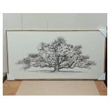 47" x 24" Pen and Ink Tree Framed Wall Canvas