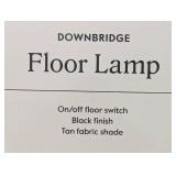 Downbridge Floor Lamp with Shade Black/Tan - Threshold™: Ambient Light, Metal Base, Linen Drum