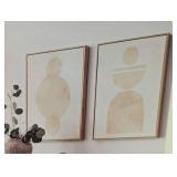 (Set of 2) 20" x 24" Abstract Shapes Framed Canvas Brown - Threshold™ designed with Studio McGee
