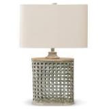 Deondra Metal Table Lamp Gray: Contemporary Design, Whitewash Finish