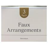 Set of 3 potted geranium arrangements Artificial construction Ceramic Containers