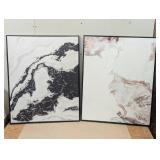 30" x 24" 2pk Marble Framed Printed Canvases Black/Tan