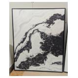 30" x 24" 2pk Marble Framed Printed Canvases Black/Tan