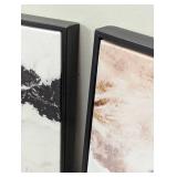30" x 24" 2pk Marble Framed Printed Canvases Black/Tan